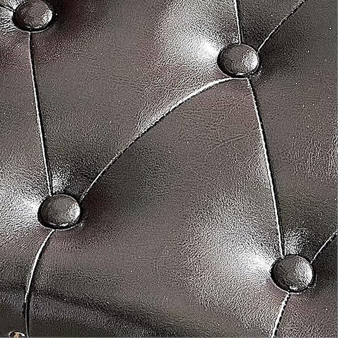 Footstool and Ottomans Small Foot Stool with Fiber Leather Wooden Foot Rest Upholstered Footrest for Living Room Bedroom (Dark-Brown)