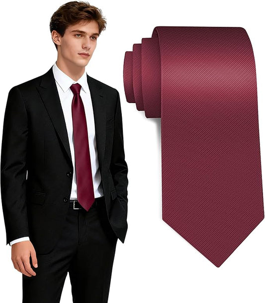 Fineknot Black Ties for Men, Formal Neckties for Men, Solid Color Mens Ties for Business, Wedding, Party, Mens Neck Tie