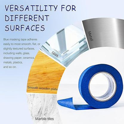 COSIMIXO Blue Painters Tape 1.88 in x 60 Yds, 6 Rolls Pack – Professional Grade Blue Masking Tape for Painting, Protects Surfaces & Residue-Free Removal, Multi-Surface Use on Wall Painting, Labeling