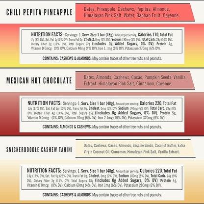 Thunderbird Bars Energy Snack, Gluten-Free with Protein, Healthy Real Food, Vegan Paleo Non-GMO, No Added Sugar, Sweet Spicy Savory Variety Flavor Pack (6 Count, 2 of Each Flavor, 1.7 oz. Bars)