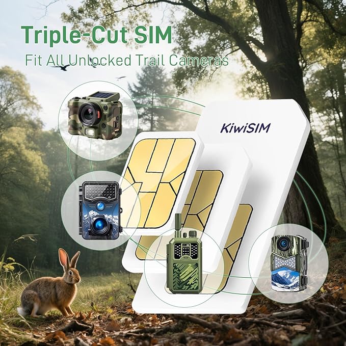 2PCS LTE IoT Data SIM Card 50GB 2 Years for Trail Camera & Security Camera,Prepaid SIM for Wildlife Camera, 3-in-1 SIM Kit with AT&T/T-Mobile/Verizon Coverage, No Contract & Auto Network Switching