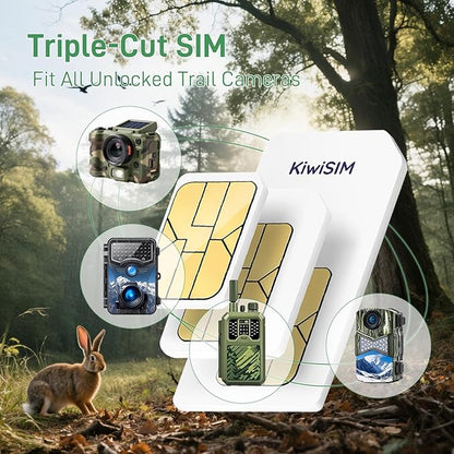 2PCS LTE IoT Data SIM Card 50GB 2 Years for Trail Camera & Security Camera,Prepaid SIM for Wildlife Camera, 3-in-1 SIM Kit with AT&T/T-Mobile/Verizon Coverage, No Contract & Auto Network Switching