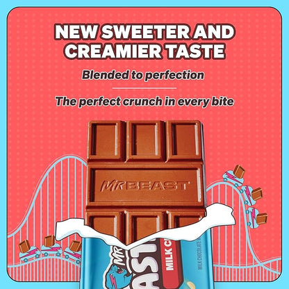 Feastables MrBeast Milk Chocolate Crunch Chocolate Bar, King Size Candy Bar for Adults & Kids, Candy Bars for Snacks, Gifts, & Dessert, Sweet & Creamy Quality Fairtrade Cocoa, 2.1 Oz Each, 10 Count