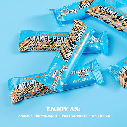 Barebells Plant Based Protein Bars, Peanut Caramel – 24 bars (2 Packs of 12) - 15g of Plant-Based High Protein Treats – Vegan Chocolate Nutrition Bar with 1g Total Sugar - On The Go Breakfast or Post-Workout Snack