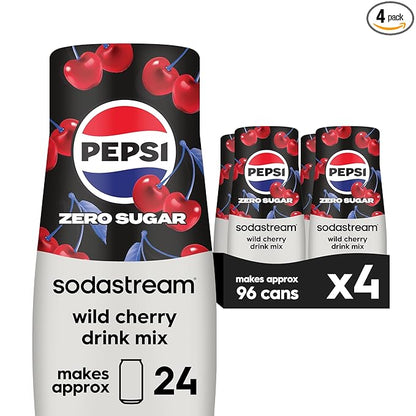 SodaStream Pepsi Wild Cherry Zero Sugar Drink Mix (440ml, Pack of 4)