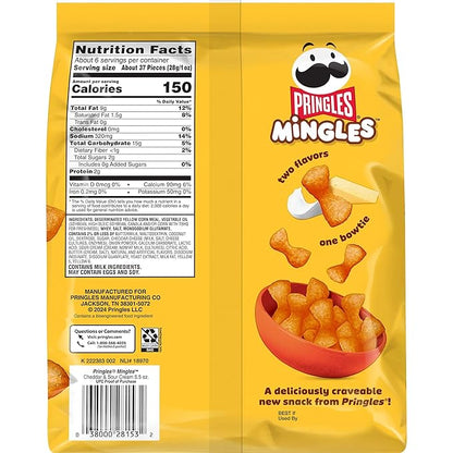 Pringles Mingles Puffed Snacks, Cheddar and Sour Cream, Cheese Puffs, Salty Snacks (6 Bags)