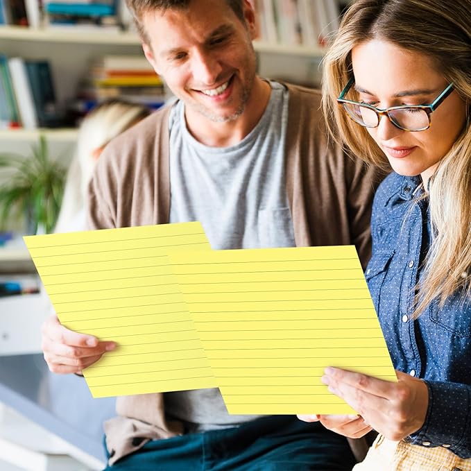 8 Pads Big Sticky Notes 11 x 11 Inch Lined Jumbo Large Sticky Notes for Wall,Giant Strong Power Memo Square Post for Office, 25 Sheets/Pad (Yellow Color)