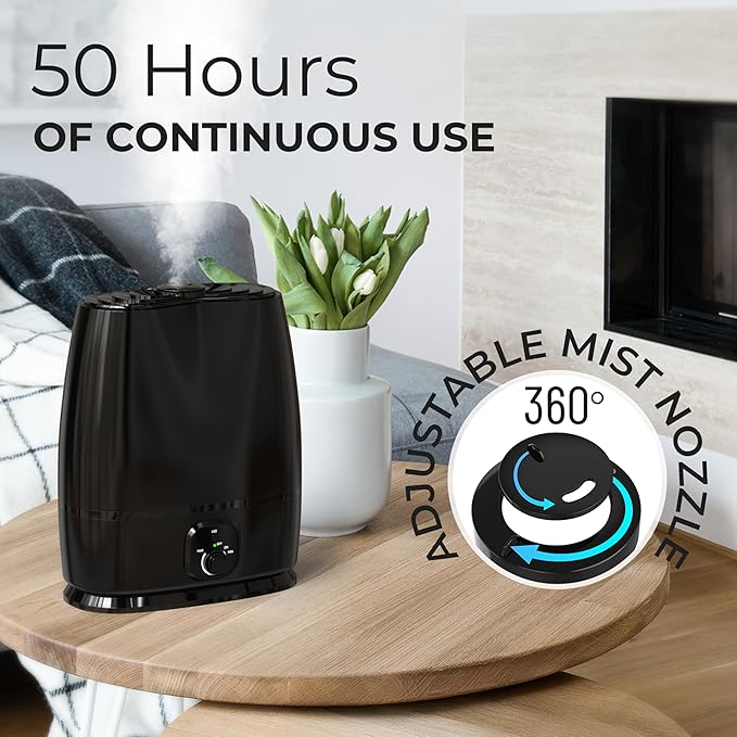 Everlasting Comfort 6L Humidifiers for Bedroom, Quiet 50HR Runtime No-Filter Supersized Cool Mist Humidifier Large Room for Whole House, Plants, Baby Nursery, Allergies, Dry Skin, Congestion, Indoor