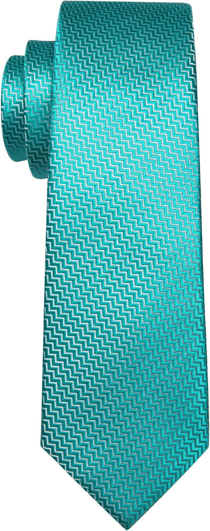 Barry.Wang Tie Sets for Men Silk Solid Necktie Stain Ties Handkerchief Pocket Square Cufflinks Wedding Business Dyed