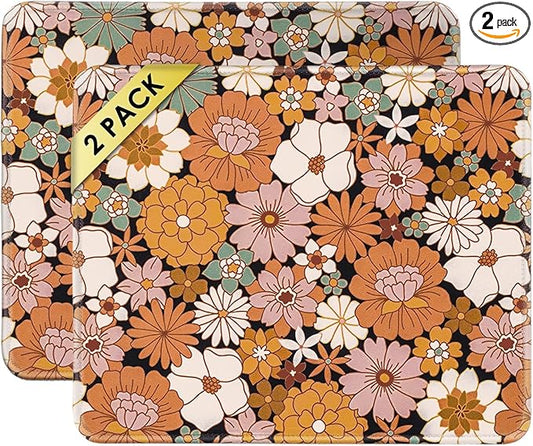Square Mouse Pad with Stitched Edge, Premium Mousepad Washable Cloth. Computer Mouse Pad with Non-Slip Rubber Base, Mouse Pads for Computers Laptop Mouse 9.25x7.75x0.12 inch-Autumn Daisy-2 Pack