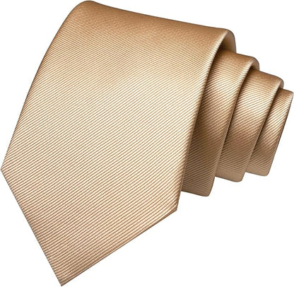 JEMYGINS Solid Color Formal Necktie and Pocket Square Tie Clip Sets for Men