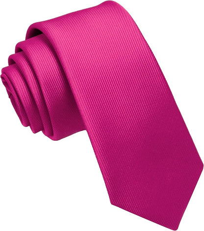 JEMYGINS 2.4" Solid Color Skinny Tie Slim Necktie for Men