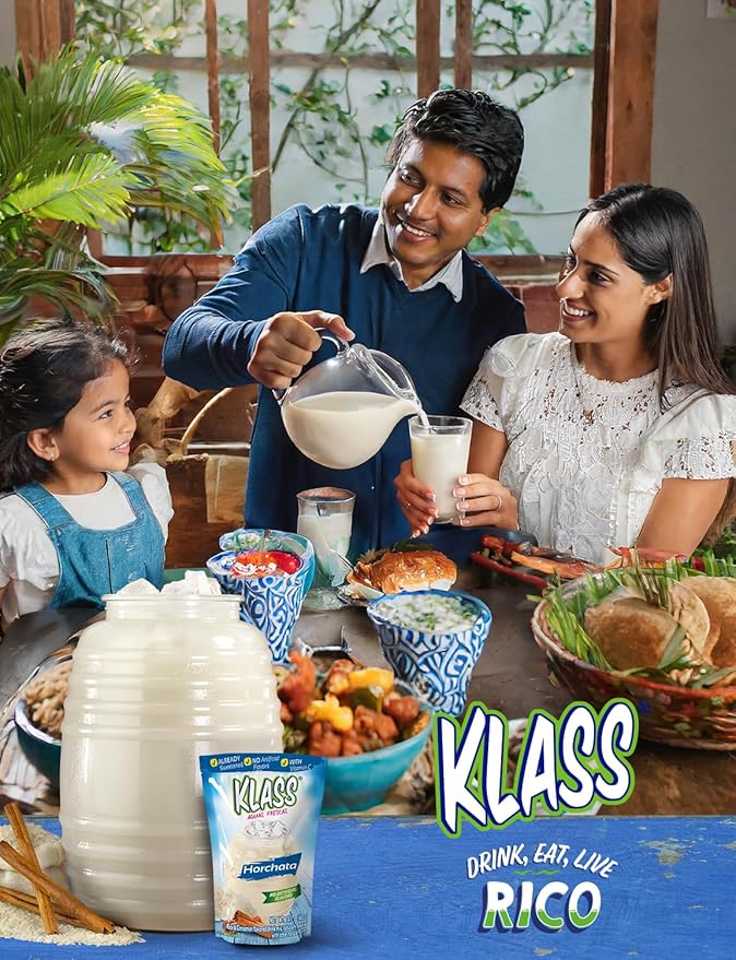 Klass Aguas Frescas | Drink Mix | Horchata | Flavors From Natural Sources, No Artificial Flavors, With Vitamin C (Makes 7 to 9 Quarts) 14.1 Oz Family Pack (4-Pack)
