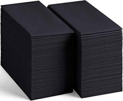200-Pack Disposable Linen-Feel Black Napkins, 12" x 17" Cloth-Like Paper Dinner Napkins For Wedding, Bathroom, Party Or Event