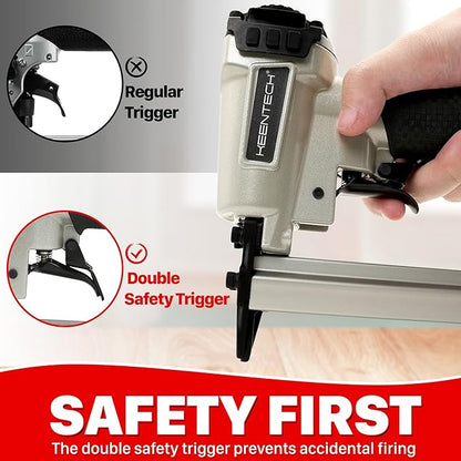 KEENTECH Pneumatic Staple Gun 21 Gauge, Air Upholstery Stapler with 3000pcs 1/2" Crown Staples 1/4"-5/8", Ready-to-Use Pneumatic Nail Gun Tool Set with Safety Trigger for Wood Furniture Fabric Leather