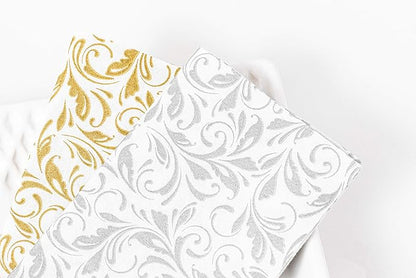 AMERICAN HOMESTEAD Paper Napkins - Gold Leaf Disposable Linen-Like Dinner Napkins - Restaurant-Quality Table Serviettes for Weddings, Parties, and Events - 15.75" x 15.75" - 50 Count