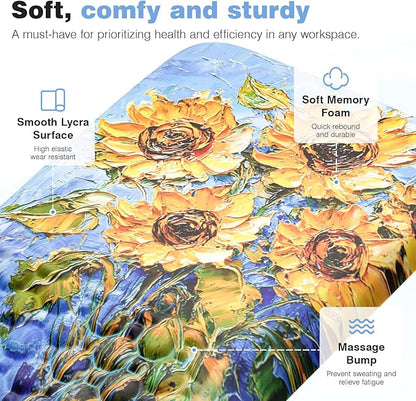 Ospelelf Mouse Pad with Wrist Rest Ergonomic Comfortable Pain Relief Mousepad Wrist Support for Computer Sunflower