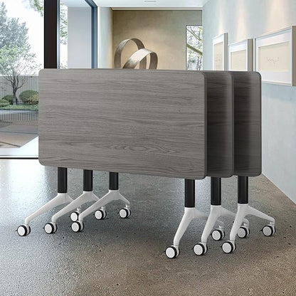 Conference Room Table, Folding Conference Table with Flip-Top Design, Mobile Seminars Dynamic Meetings Training Tables for Offices, Classrooms, and Meeting Room (6, grey1915, 55.1in)