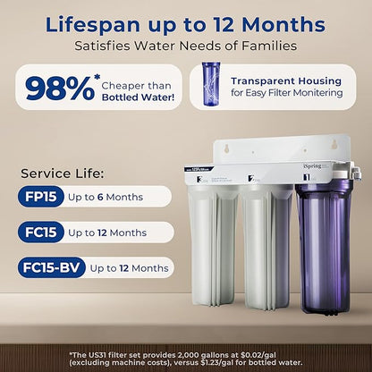 iSpring US31-BV Under Sink 3-Stage Water Filtration System for Drinking, Reduce Bacteria and Viruses, SGS-Tested Water Filter, High Capacity Water Filter System with Faucet