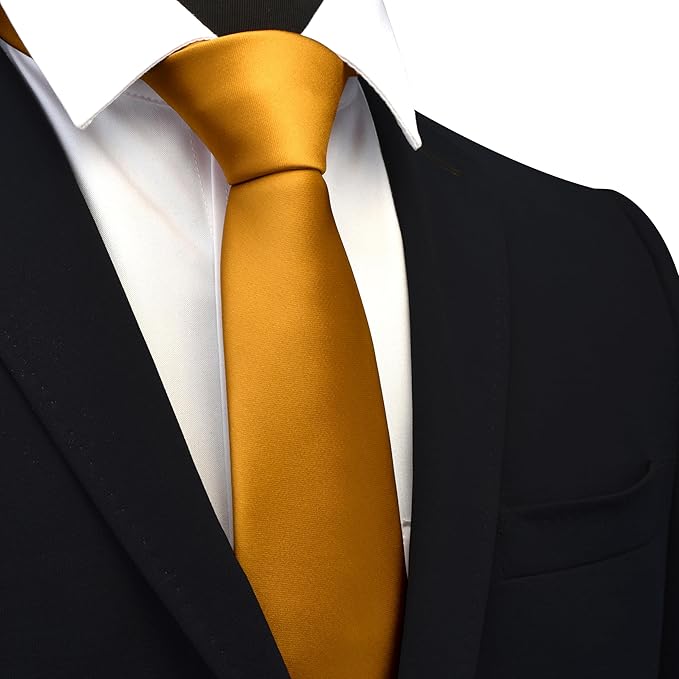 Branduce 3.15"（8cm） Mens Solid Satin Tie Pure Color Necktie for Business and Wedding + Gift Box