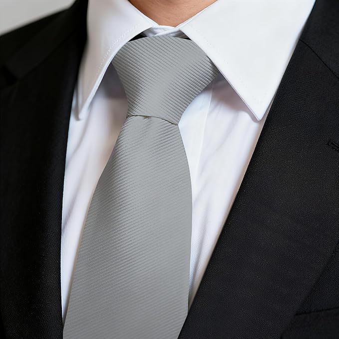 Fineknot Black Ties for Men, Formal Neckties for Men, Solid Color Mens Ties for Business, Wedding, Party, Mens Neck Tie