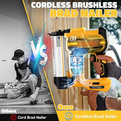 Cordless 2" Brad Nailer Compatible with DeWalt 20V Battery(No Battery), Ecarke 2 in 1 Electric Nail Gun Staple Gun with 18GA Nails/Staples, Battery Power Nail Gun for Trim Wood Crafting Home Carpentry