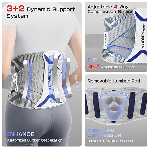 Lower Back Brace for Pain Relief & Posture Correction - Bionic Y-Back Support System with Adjustable 3D Knit Belt, Breathable Lumbar Pad - Medical Grade for Herniated Disc, Sciatica, Scoliosis, Arthritis