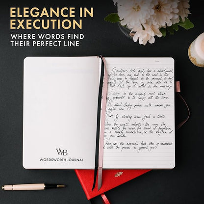 Wordsworth & Black A5 Lined Journal 216 Lined Pages, Hardcover Leather, 120 GSM Paper, Journaling Notebook for Work & Sketching, Journals for Women, Men - Gifts Box Included Red