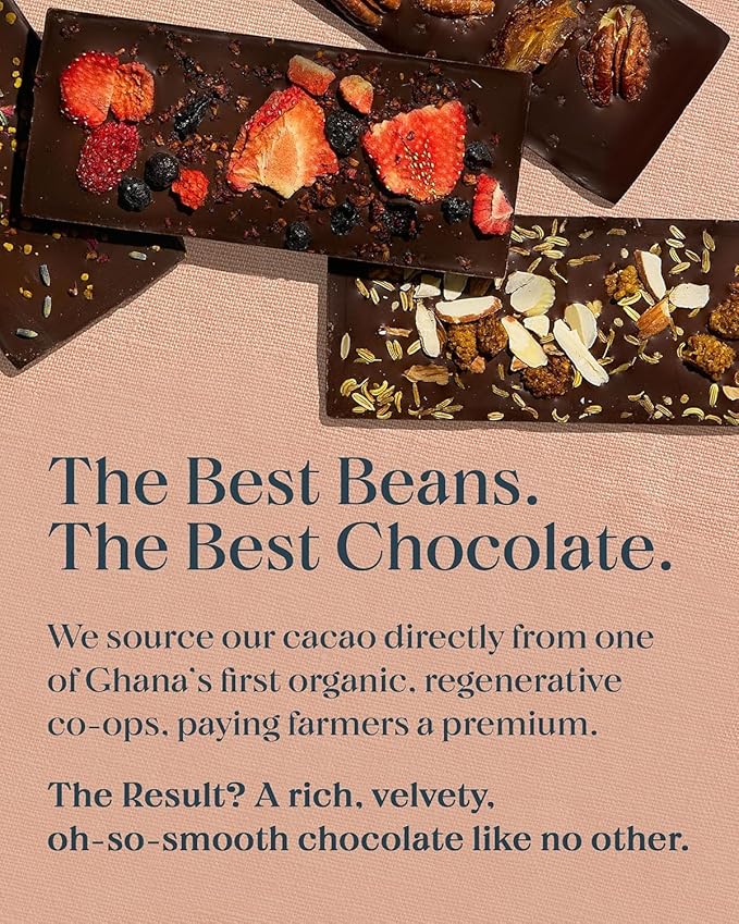 Spring & Mulberry Dark Chocolate Bars – Healthy Chocolate, Date-Sweetened - Mulberry Fennel 12 Pack