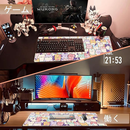 Gaming Mouse Pad XL Extended Anime Mouse Pad 31.5x11.8 inch, Large Cute Kawaii Big Computer Mouse Mat Desk Pad with Non-Slip Rubber Base and Stitched Edge for Home Office