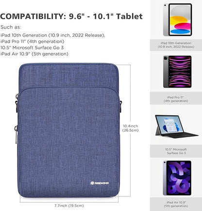 NIDOO 10 inch Laptop Sleeve Carrying Bag Shoulder Case for 10.9" 11" iPad Air M3 M2/ 11" iPad Pro 2025/10.9" 10.2" 11 inch iPad/ 10.5" Samsung Galaxy Tab A8 S8 / 10.4" HUAWEI / 10.6" Lenovo Handle