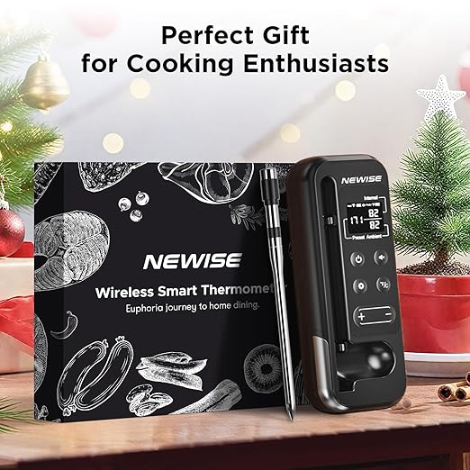 Bluetooth Meat Thermometer with Smart APP, 800FT Wireless Range & LCD Base, Rechargeable Probe, Digital Food Thermometer for BBQ, Grill, Valentines Day Gifts for Him Men Dad