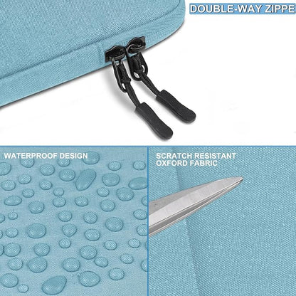 15.6 inch Laptop Case, Shockproof Protective Computer Sleeve Cover with Accessories Pocket, Water Resistant Traveling Carrying Laptop Bag Compatible for MacBook Dell HP Acer Lenovo, Light Blue