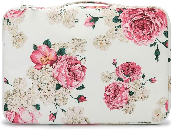 Kinmac 360° Protective Laptop Sleeve Case Bag Cover with Handle for MacBook Air 15 inch, and 15 inch-15.6 inch HP,Lenovo,Dell,ASUS,Acer Notebook Computer (Peony)