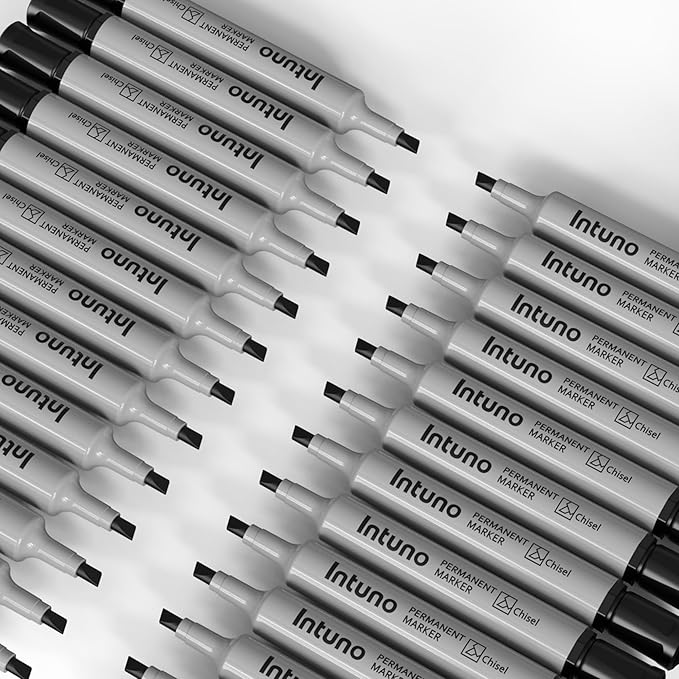 Permanent Markers, 96 Count Black, Chisel tip, Oil-Based Permanent Markers, Waterproof and Fade-Resistant, for Paper, Wood, Metal, Glass and More