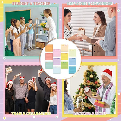 Yinder 48 Pcs Inspirational Sticky Notes Christmas Stocking Stuffers Motivational Sticky Notes Pad Employee Appreciation Gift Bulk for Teacher Nurse Coworker Office 3 x 3'' (Appreciation,Light Color)