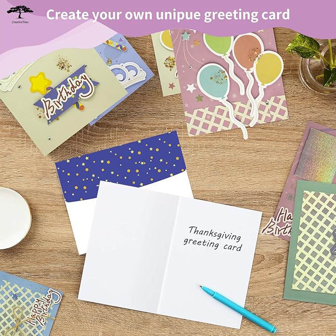 Greeting Card Making Kits DIY Blank Cards for Birthdays, 9 Envelopes, Balloon Thank You Cards, Colourful Balloon Thank You Cards with Envelopes