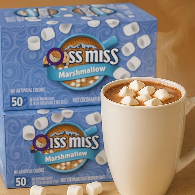 Hot Cocoa Mix with Marshmallows – Rich & Creamy Instant Hot Chocolate Packets (50 Count Each, Pack of 2) – Single Serve Cocoa Drink for Family, Kids & Winter Parties
