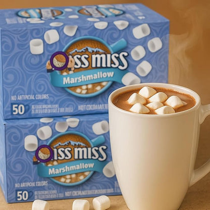 Hot Cocoa Mix with Marshmallows – Rich & Creamy Instant Hot Chocolate Packets (50 Count Each, Pack of 2) – Single Serve Cocoa Drink for Family, Kids & Winter Parties