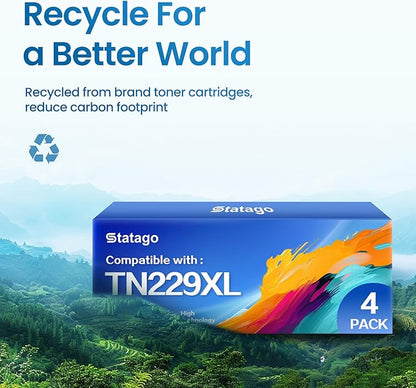 TN229XL Toner Cartridges Compatible with Brother TN229 Toner Works for Brother MFC-L3780CDW MFC-L3720CDW HL-L3280CDW MFC-L8395CDW HL-L3300CDW HL-L3220CDW HL-L3295CDW Printer (BK/C/M/Y 4 Pack)
