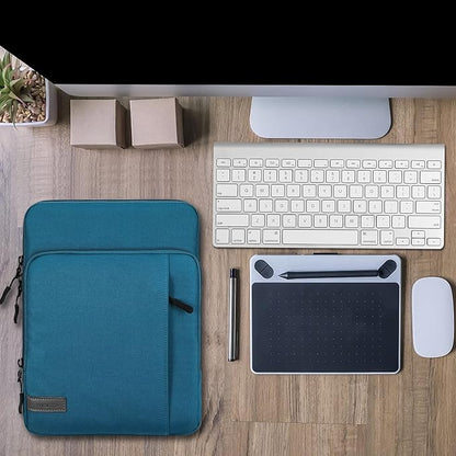MoKo 12.9 Inch Tablet Sleeve Bag Carrying Case with Pockets Fits 13 Inch New iPad Pro M4 & Air M2 2024, iPad Pro 12.9 M2&M1, Surface Laptop Go 12.4", Galaxy Tab S8+/S9+ 12.4", Peacock Blue