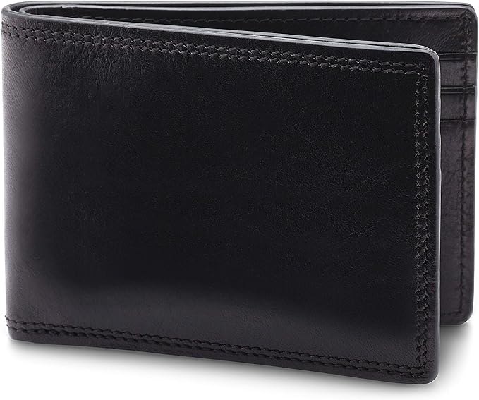 Bosca Men’s Wallet, Dolce Leather Slim Bifold Wallet, Black
