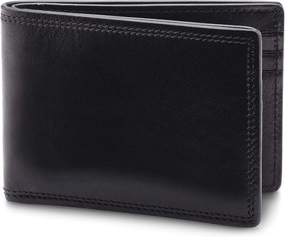 Bosca Men’s Wallet, Dolce Leather Slim Bifold Wallet, Black