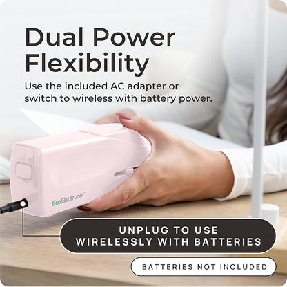 Portable Automatic Electric Stapler Pro - 30 Sheet Capacity, Quiet Operation, Jam-Free and Easy Reload - AC Adapter/Battery Powered (Pink)