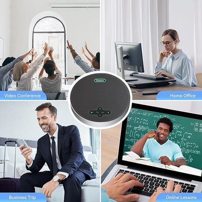 Tenveo Wireless Conference Microphone with Speaker, USB/Bluetooth/Wireless Connectivity, 8 AI Mics 360° Pickup Noise Reduction for Zoom Teams OBS Supports 15 People 18H Talk Time