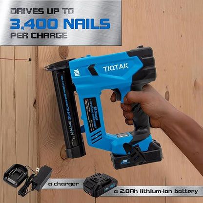 18GA Cordless Brad Nailer, Nail Gun Battery Powered, 3400 Nails per Charge, Electric Nail Gun Drives 3/8" to 1-1/4" Nails