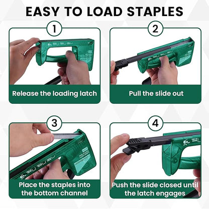 HAUSHOF Light Duty Staple Gun, Upholstery Staple Gun with 800PCS JT21 Staples and Stapler Remover, Fits JT21 Staple of 1/4'', 5/16'' & 3/8'', Used for Wood, Classroom, Crafts, DIY (Green Transparent)