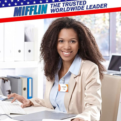 Mifflin-USA Horizontal No Zip Card Protector with Metal Clip and Vinyl Straps (Clear, 4x3 Inch, 250 Pack), Quick Load PVC ID Name Badge with Clips