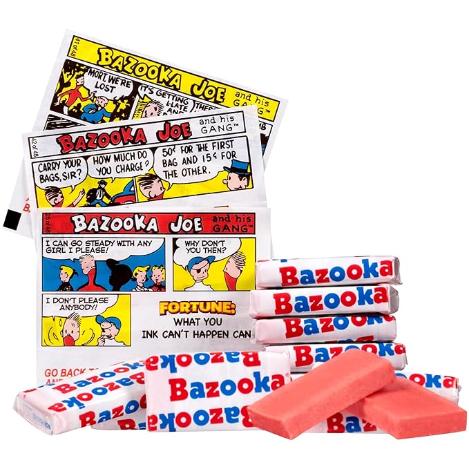 Bazooka Bubble Gum Bulk, Christmas Candy Bulk, 225 Count Tub of Chewing Gum Individually Wrapped, Old Fashioned 90's Candy for Stocking Stuffers, Baseball, Party Favors, Goodie Bags