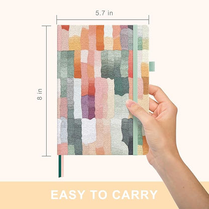 A5 Hardcover Bullet Dotted Journal, 160 Pages 100 gsm Thick Paper, 3 Sheets of Stickers Included - 5.7'' x 8'' (Colorful Stripes)